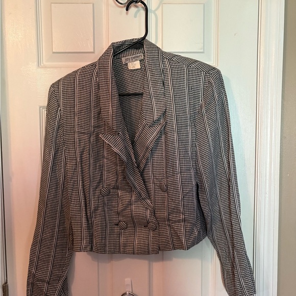 Women's Black and White Checkered Jacket - Picture 1 of 3